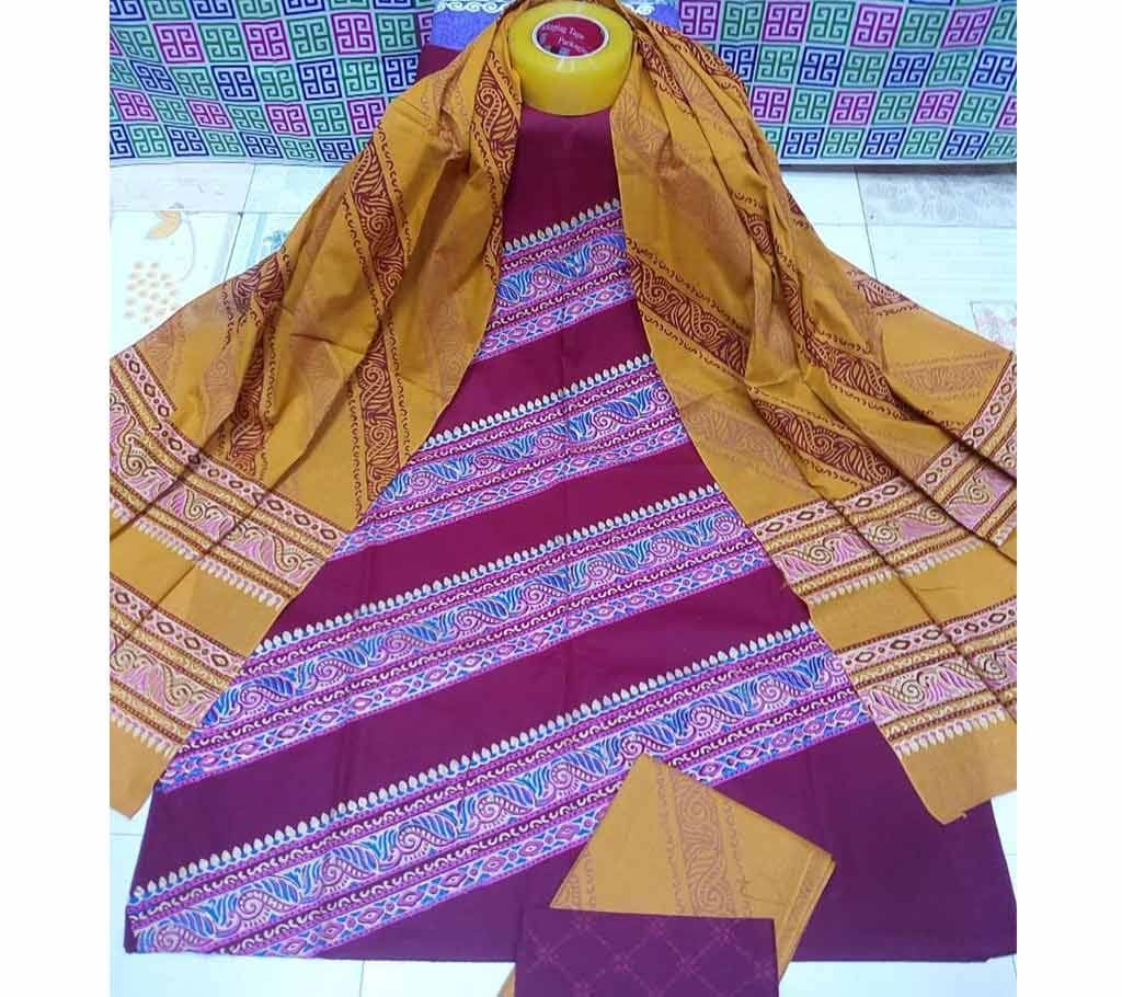 Deshi Cotton Unstitched Screen Printed 3Pcs - C97 - MHG