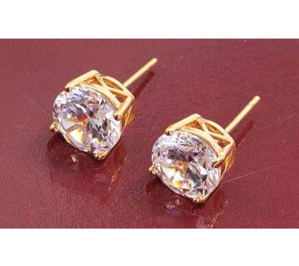 Gold Color  Round AAA Cubic Zircon Stones Stud Earring