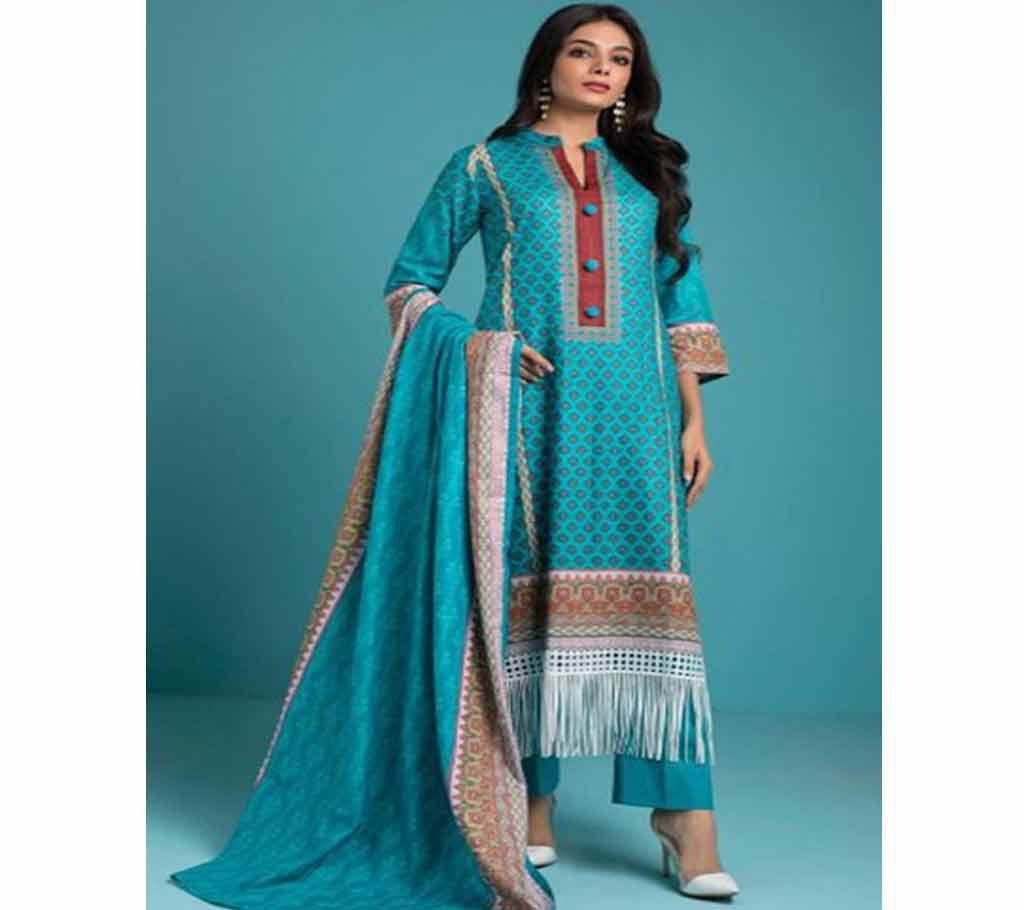 Unstitched Sahil Printed lawn cotton three piece for women 