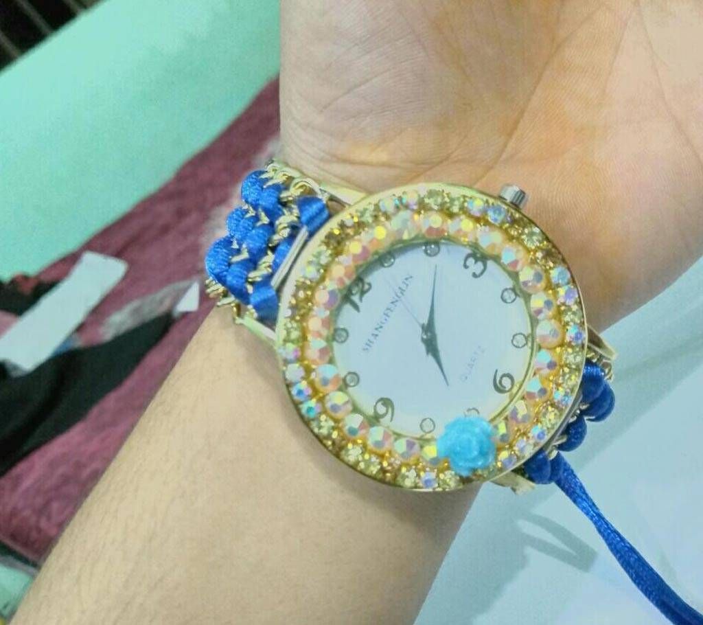 Blue Yarn Watch For Female