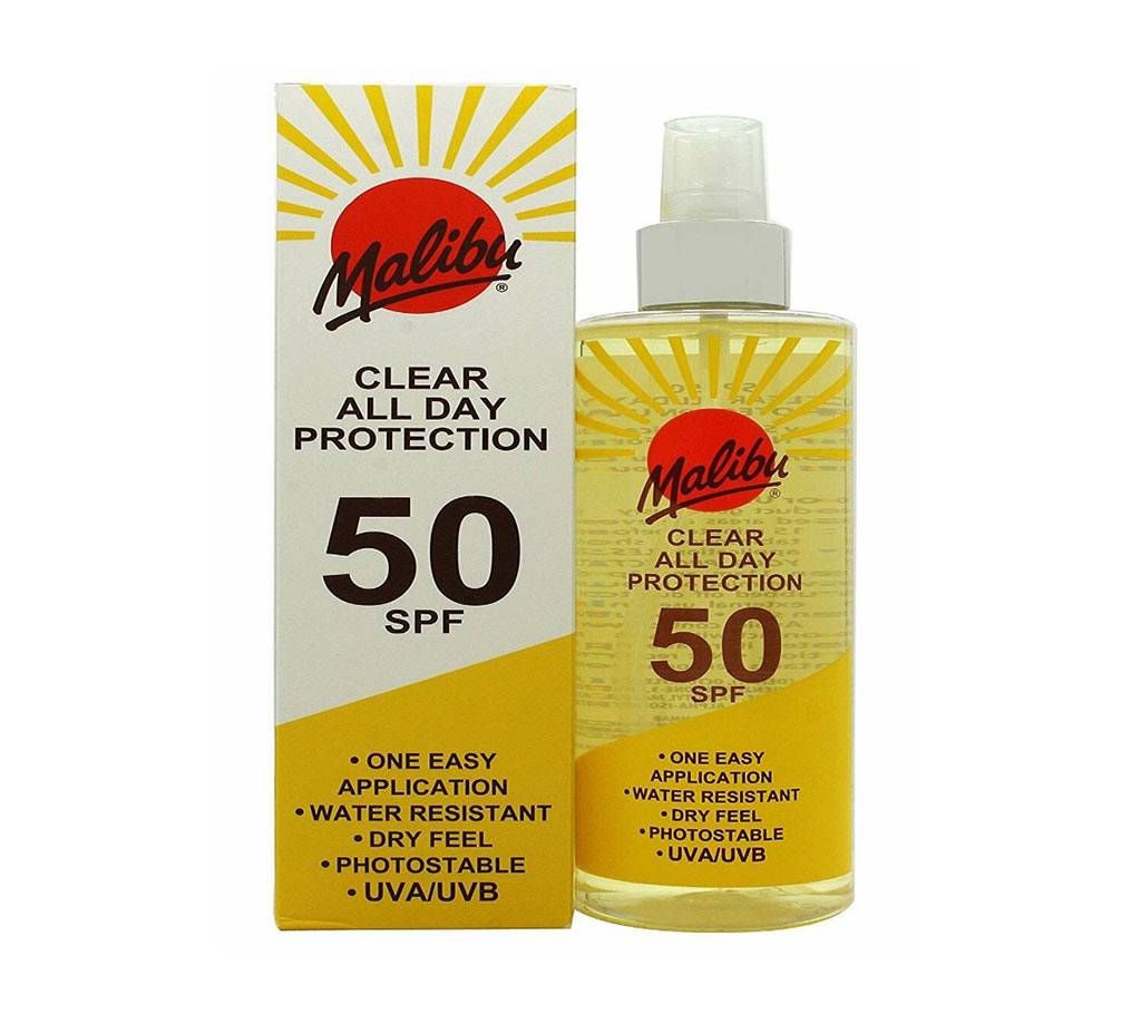 Malibu  Clear All Day Protection SPF50 Spray -250ml-UK