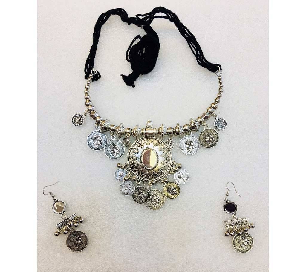 Afghani Coin Necklace With Earrings  