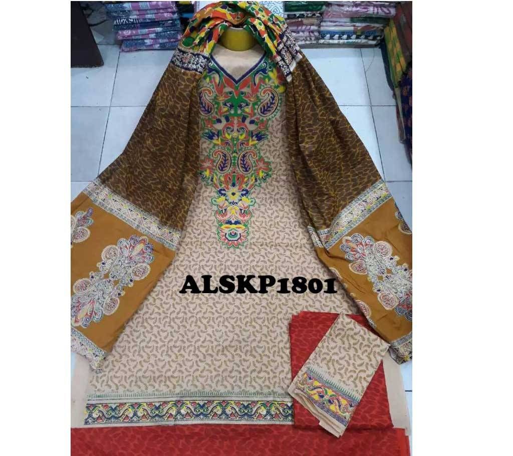 Unstiched Slab Cotton Skin print 3 pcs
