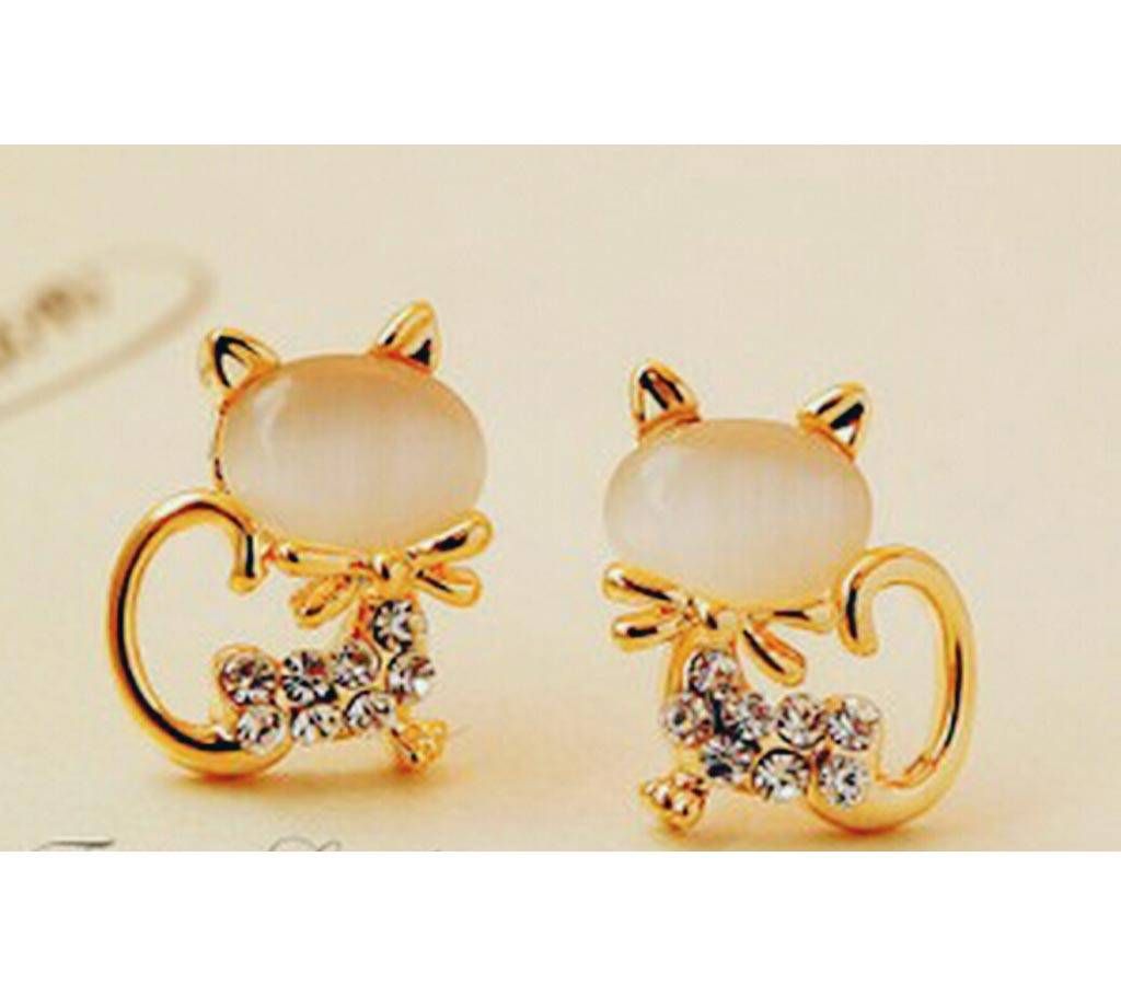 Chia Fashion Kitten Stud Screw Back Style Earring (by Pink Point - CHIA06)