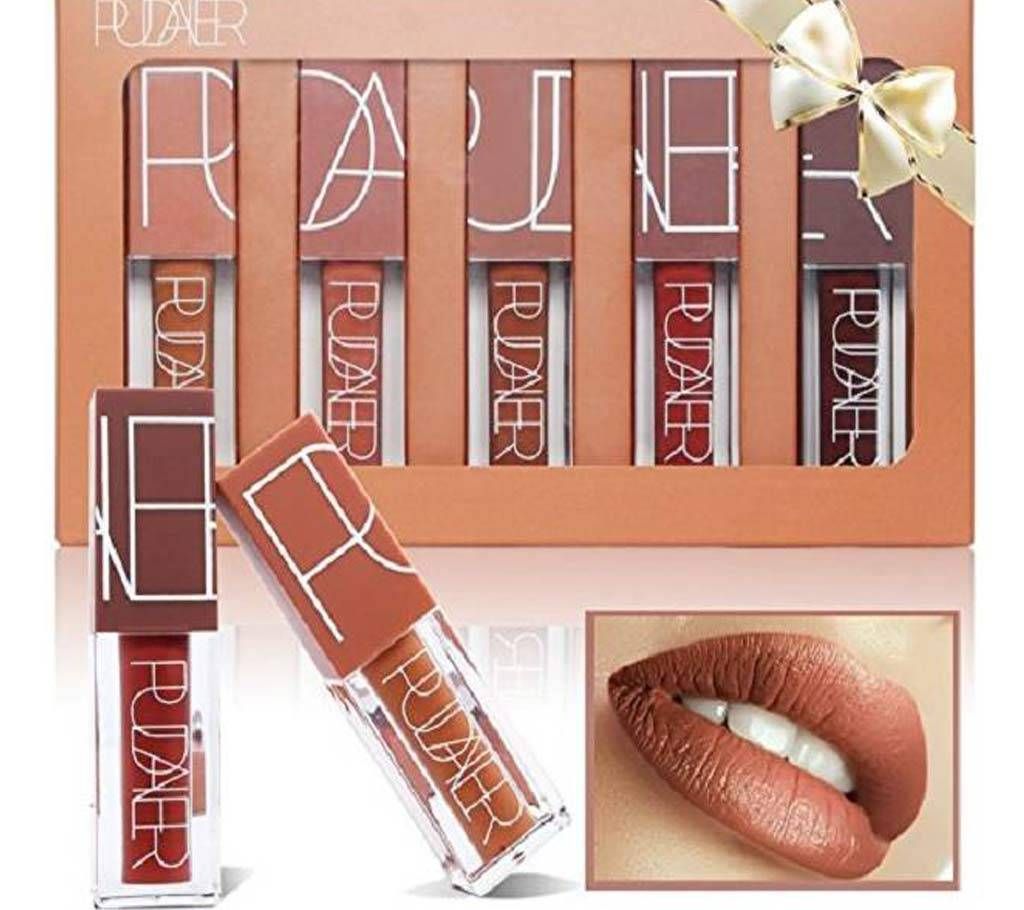 5 Colors Matte Lipstick Set, PrettyDiva Long Lasting Velvet Liquid Lipstick Natural Waterproof Nude Sexy Lip Gloss Cosmetics Kit