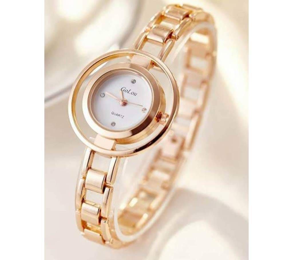 Wrist Watch For Women- Golden & White