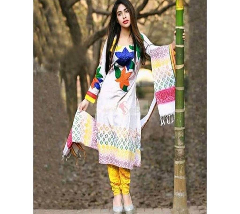 Unstitched Regular Block print Design Cotton Three Piece 
