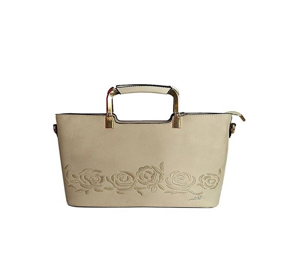 BEIGE SYNTHETIC HAND BAG FOR WOMEN
