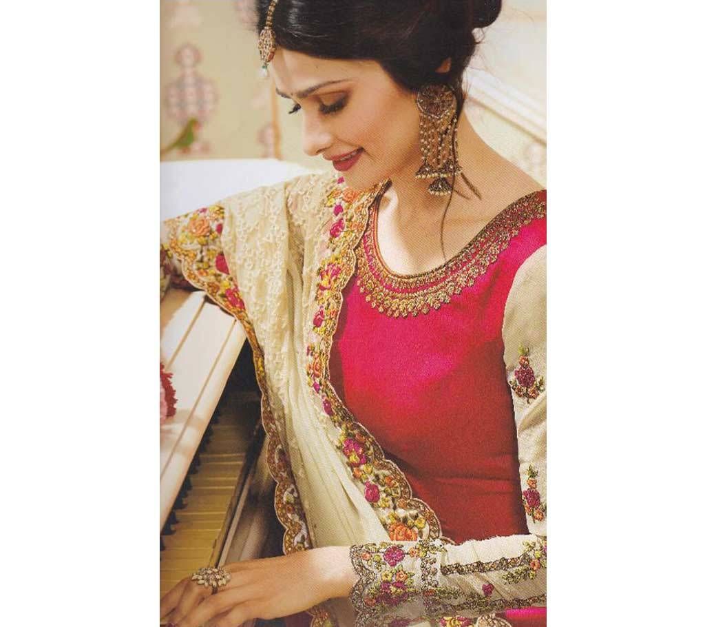 Indian Georgette Semi stitched Embroidery Three Piece - Copy
