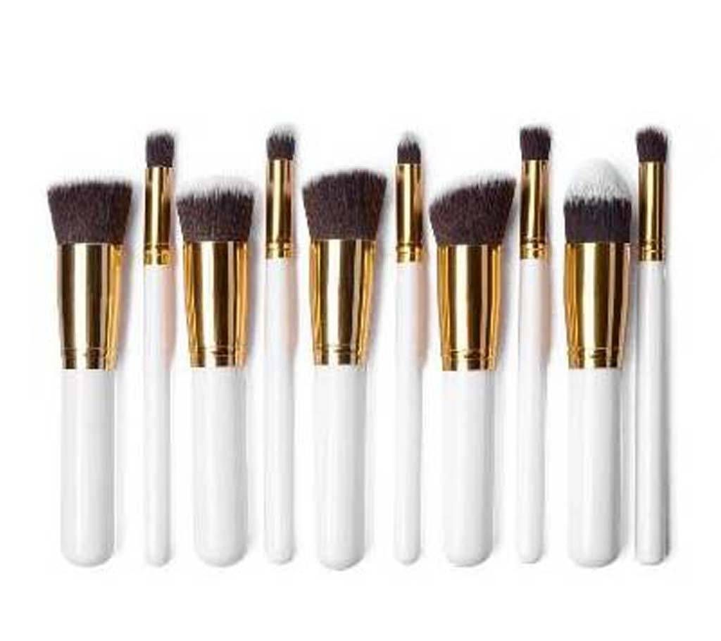 Kabuki Brush Set for Ladies White Gold  - White Gold (10 pcs)