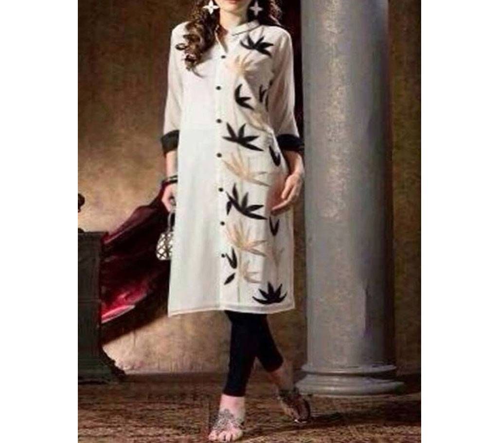 casual embroidery full stitched dress