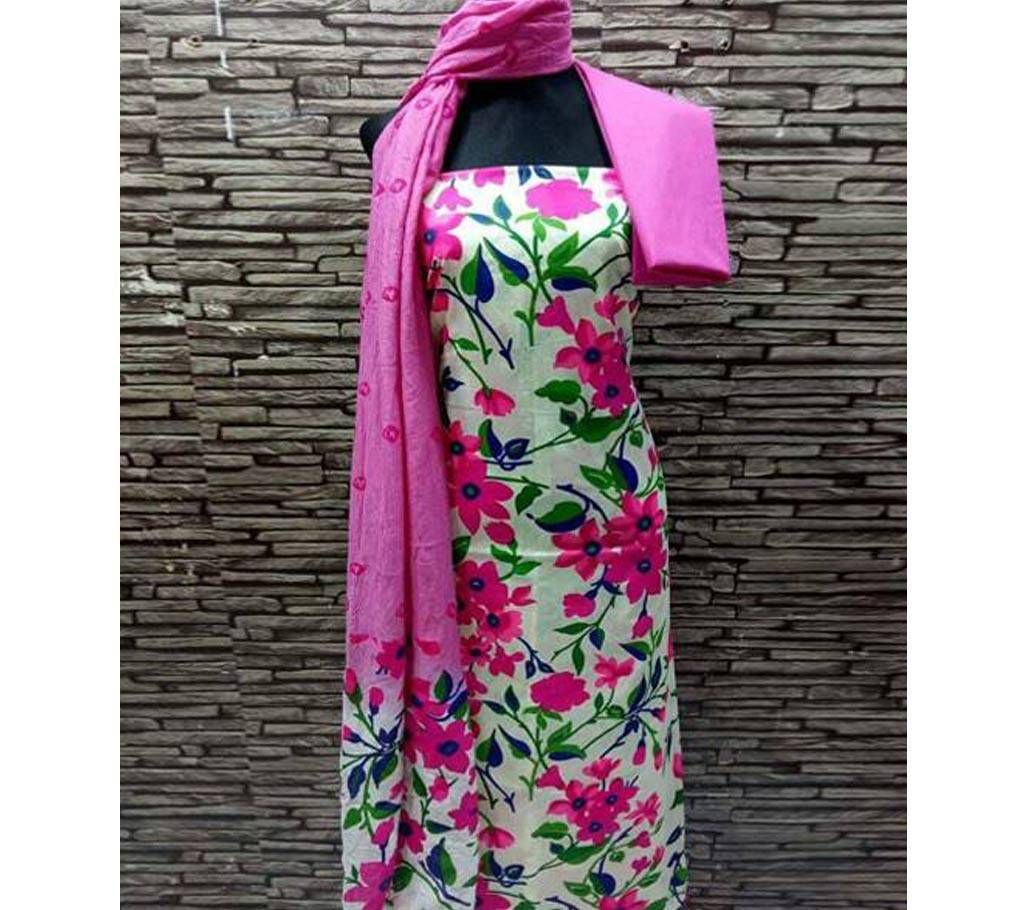 Joypuri cotton three piece-Pink
