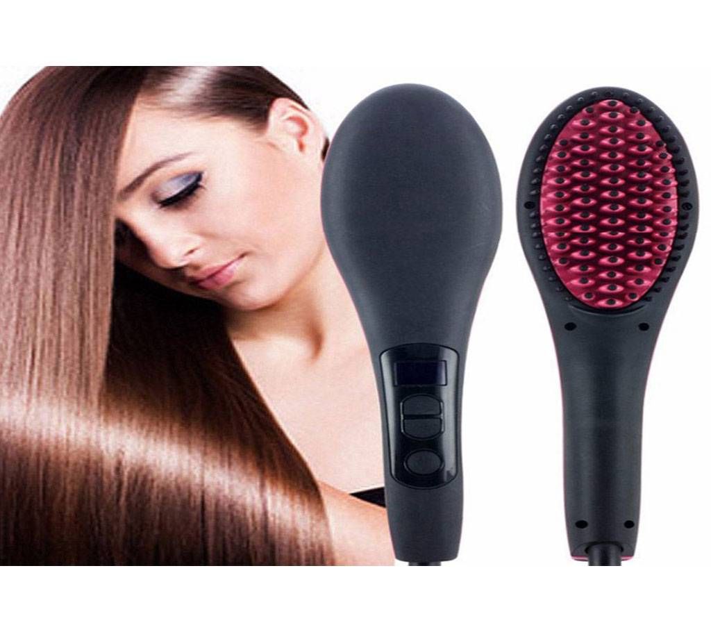 Simply Straight Ceramic Hair Straightening Brush - Black and Red