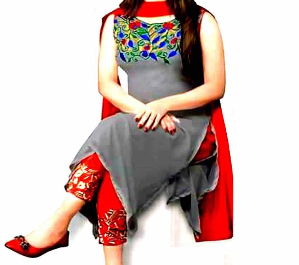 Unstitched Gray Georgette Salwar Kameez For Women
