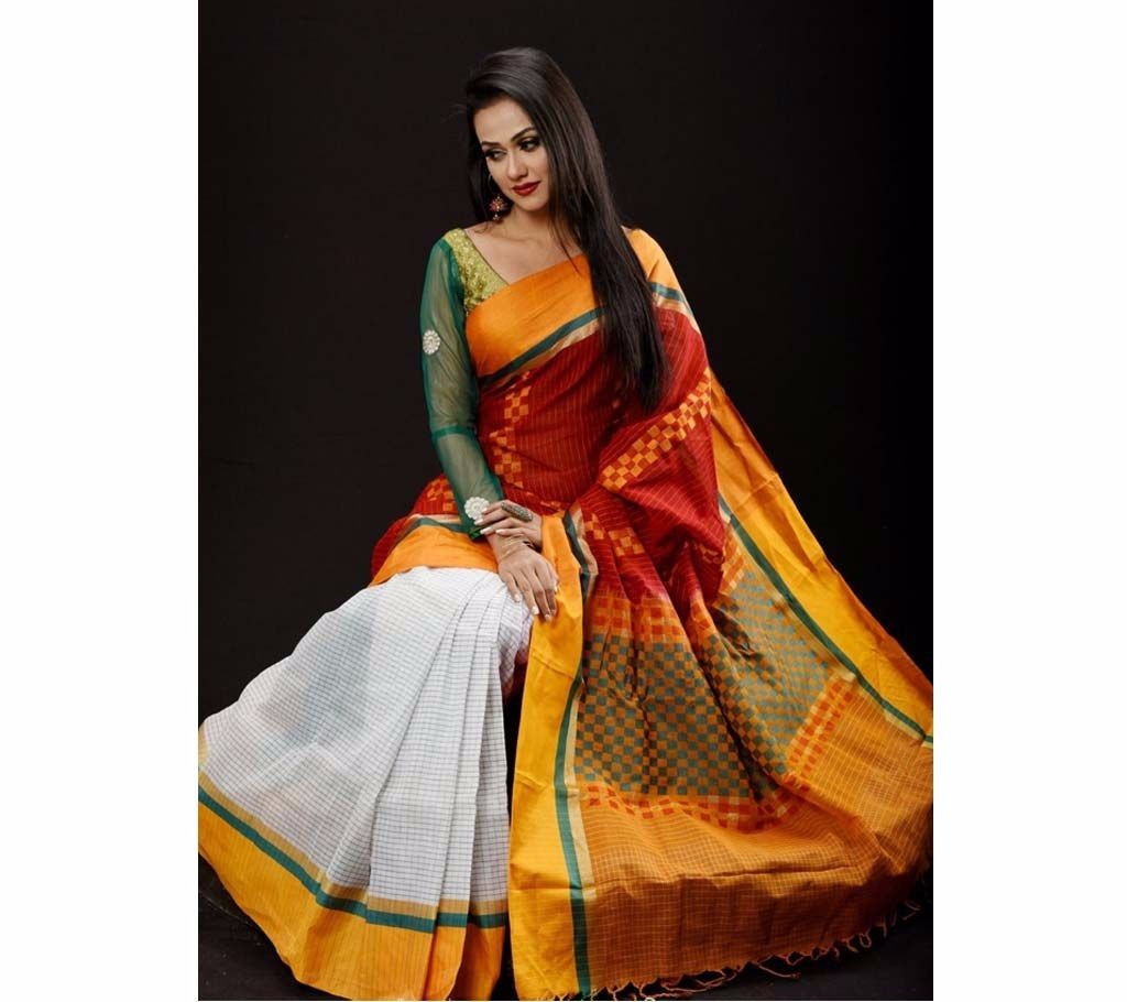 Multicolor half silk sharee