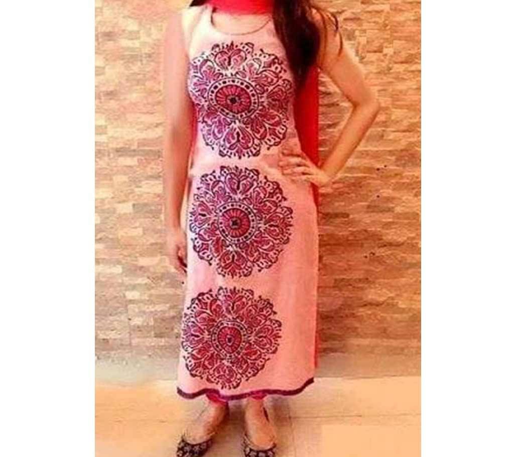 Unstitched skin printed Rajdhani voyel cotton Salwar Kameez St block-493