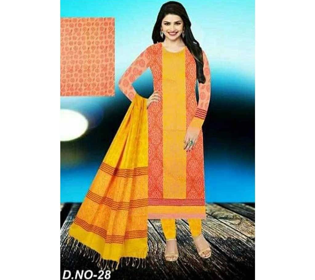 Un-stitched Rajdhani Voyel Cotton Block print Salwar kameez St block-912 - Copy