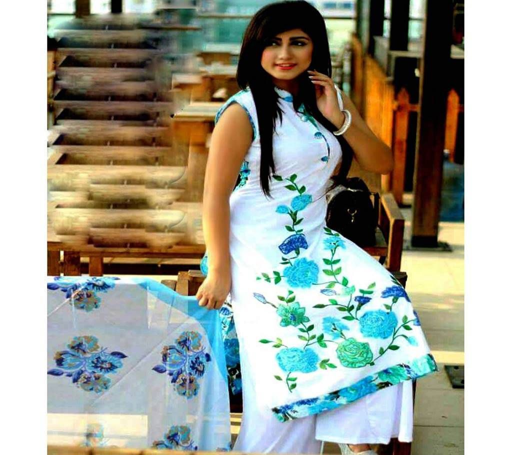 Unstitched Cotton Block Three Piece - DNO39
