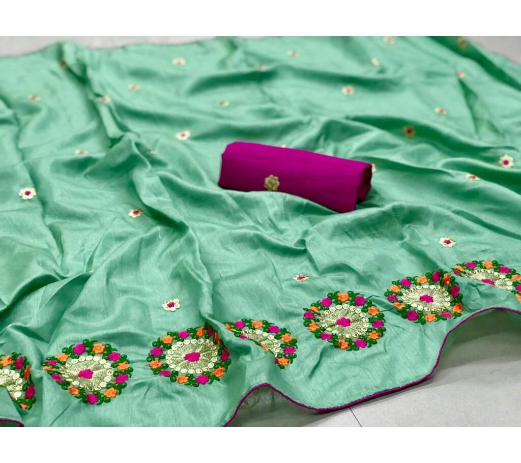 Resham silk Saree with Aqua Green 7