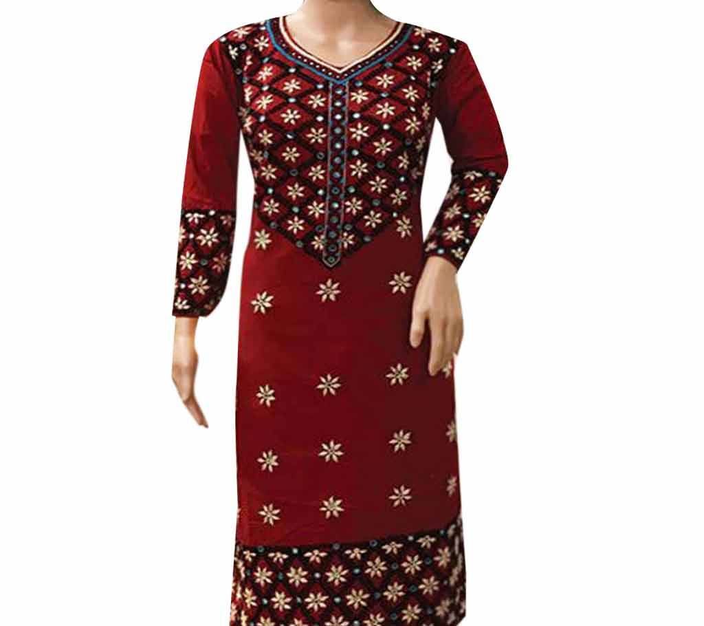 Unstitched Hand Work Cotton Kurit 