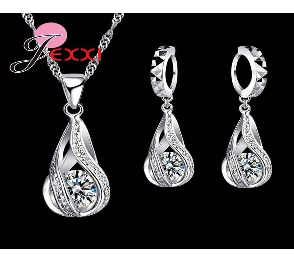 JEXXI 2018 New Water Drop CZ Jewelry Sets 925 Sterling Silver Necklace&Earrings Wedding Jewelry For Women Wedding Party Sets