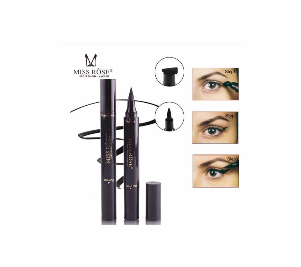 Miss Rose Waterproof Eyeliner Pen Quick Dry Eye Liner With Stamp Beauty Makeup Pencil