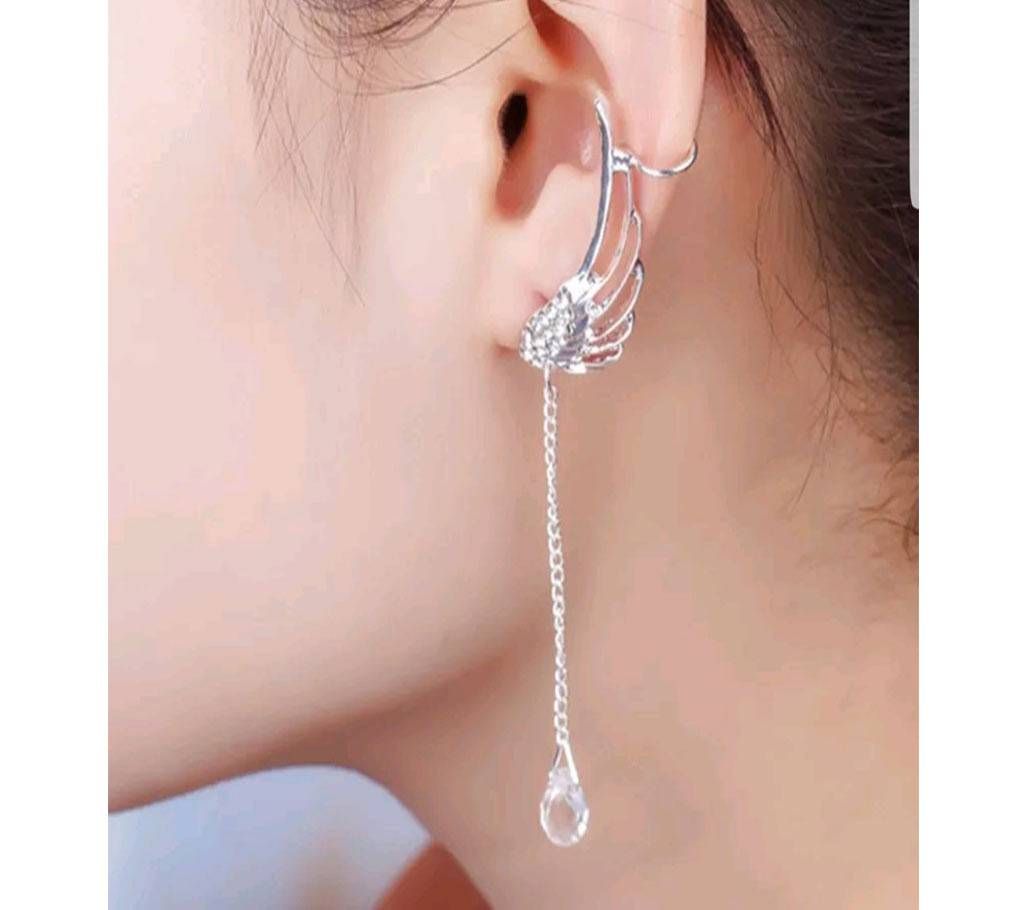 3D Owl wings Earring Silver Cuff.