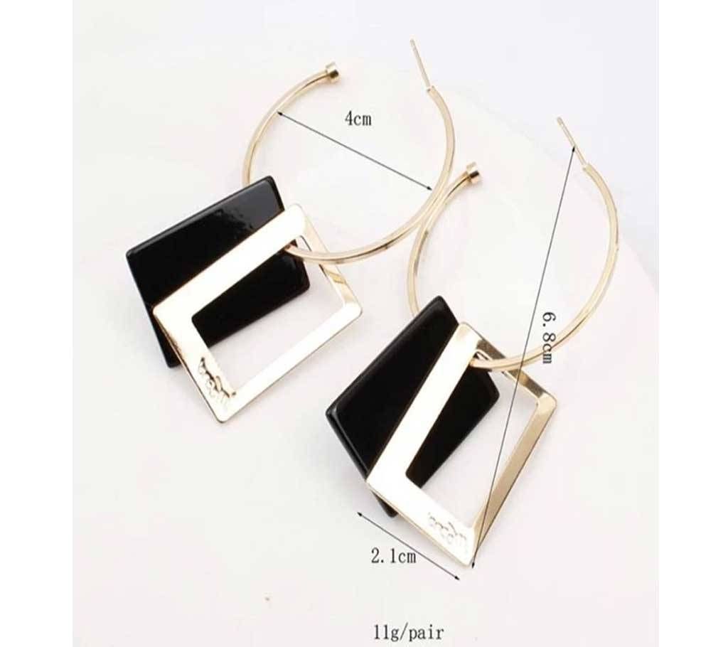 Simple Geometric Round Circle Square Drop Pendant Earring Womens