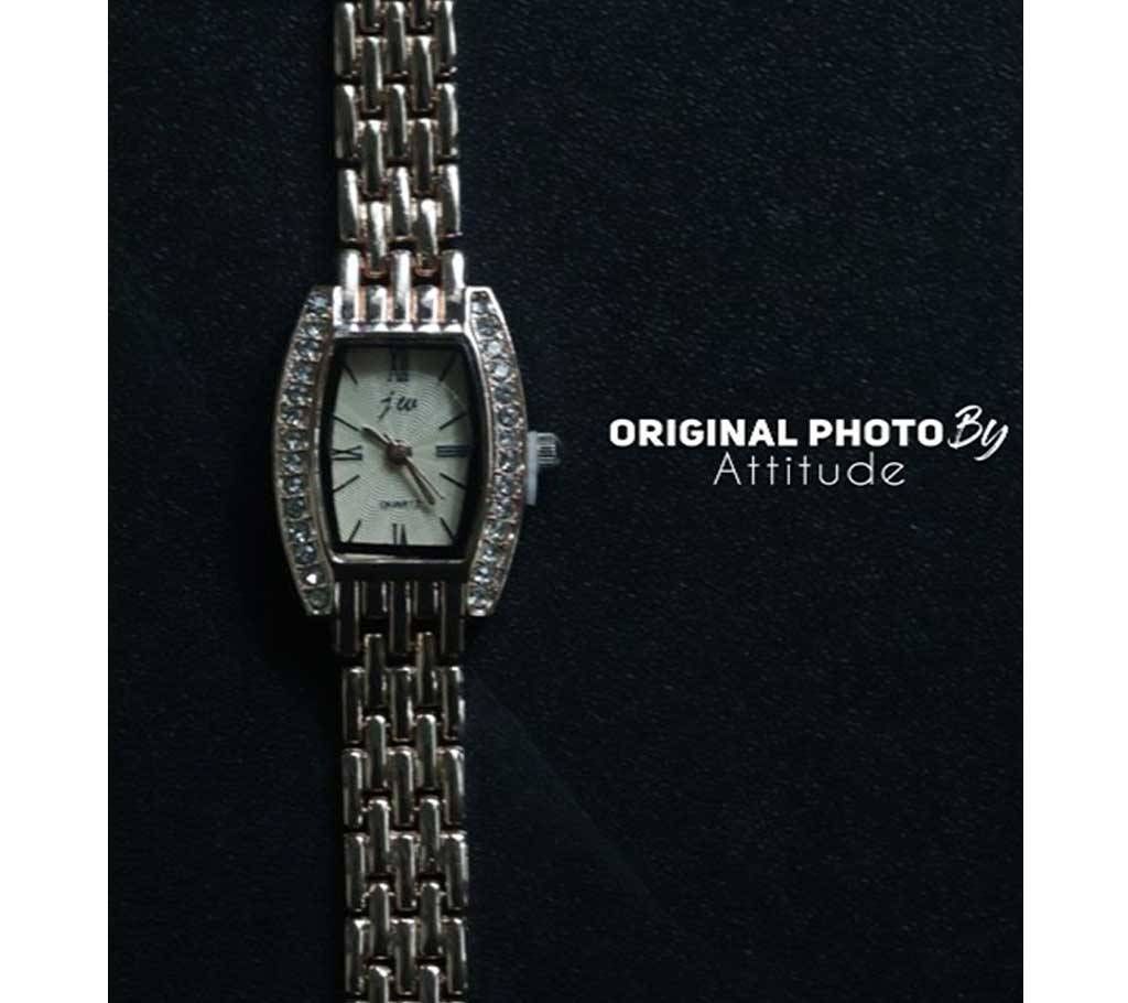 Lightgold009 Women Crystal Ctone Fashion Silver Quartz Wrist Watch