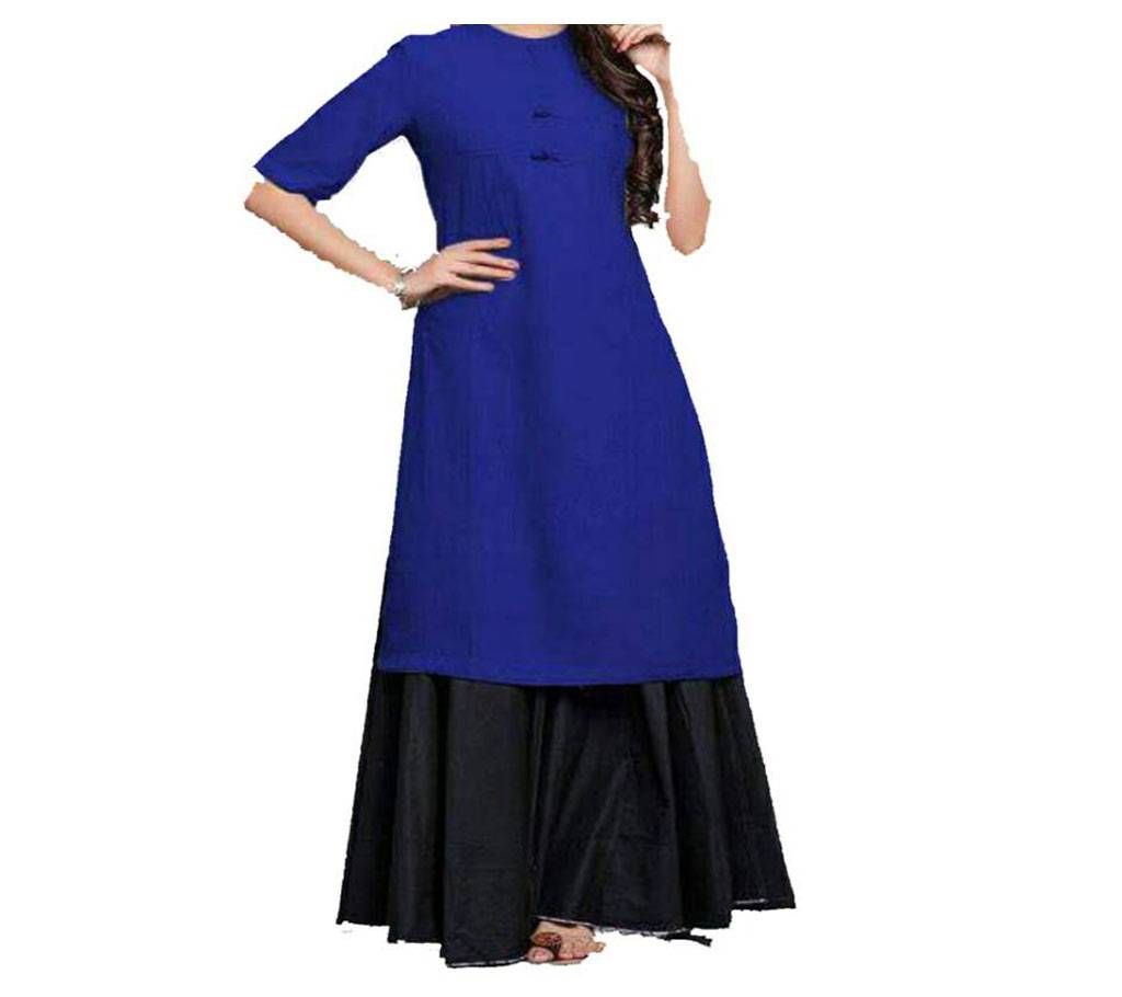  Cotton Stitched Kurti & Skirt Set