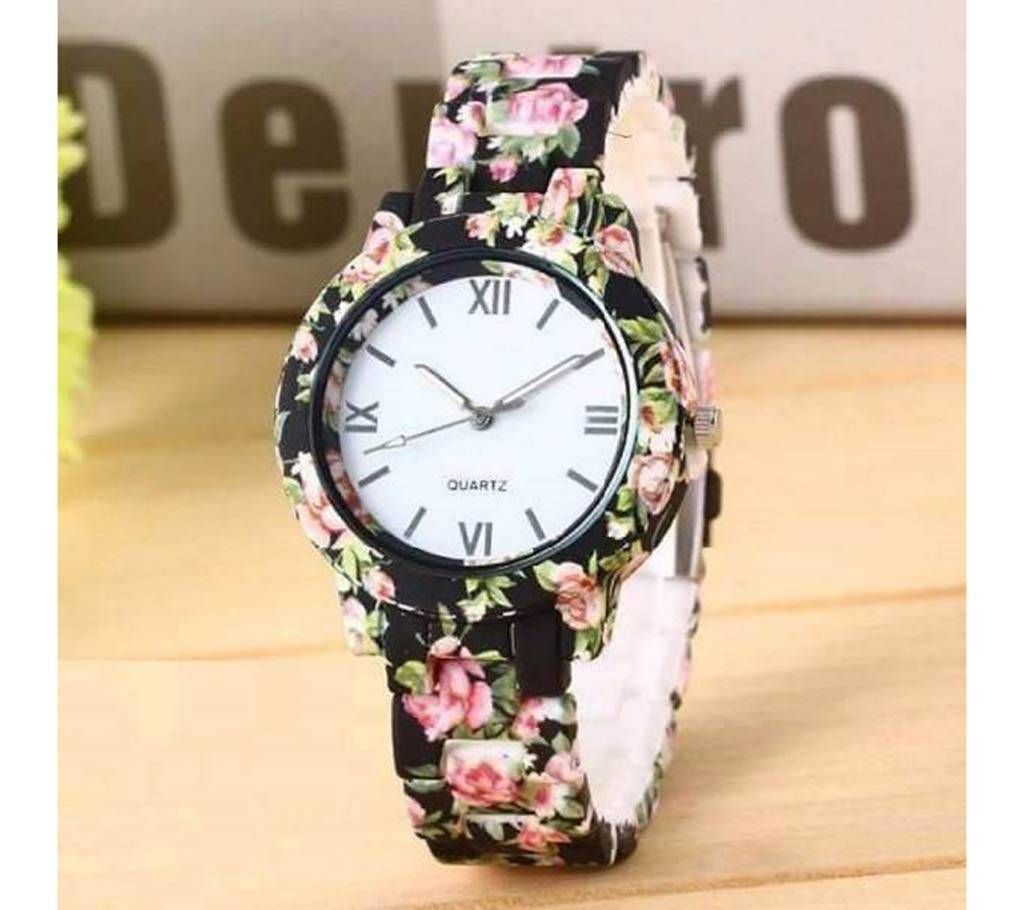 Floral Print Wrist watch For Ladies