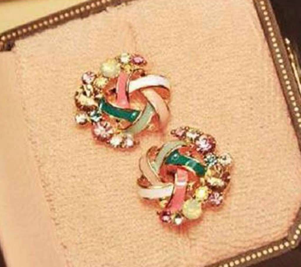 Trendy Faux Gemstone Embellished Earring