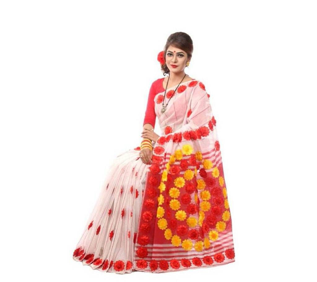 Red & golden embroidery applique pure anndy silk 