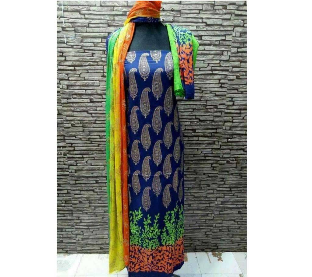 UN-STITCHED LINEN SKIN PRINT  THREE PIECE