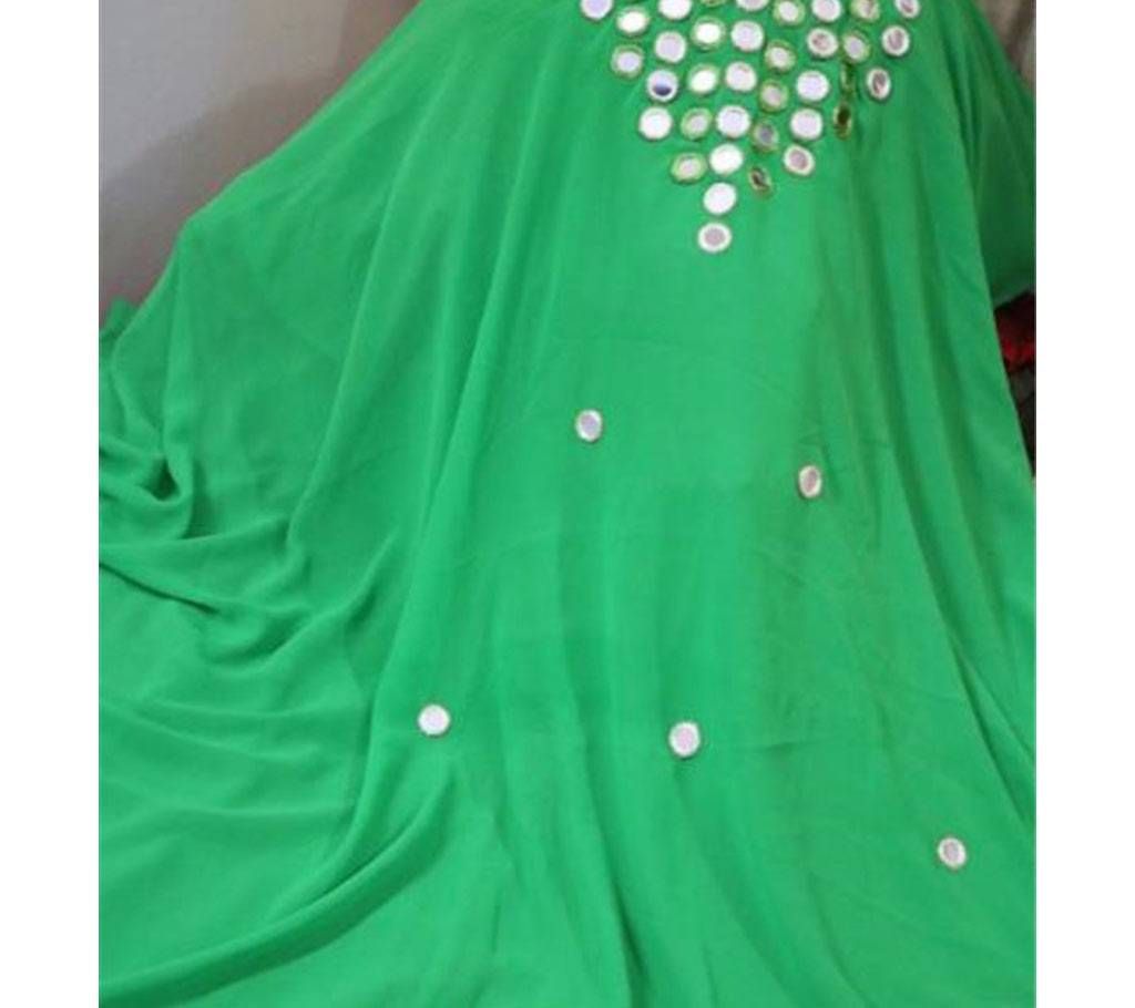 Unstitched Georgette Embroidery Green Color Mirror Work Kameez