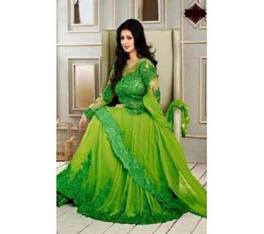 Semistitched Georgette Embroidered Long Party Suit (Copy)