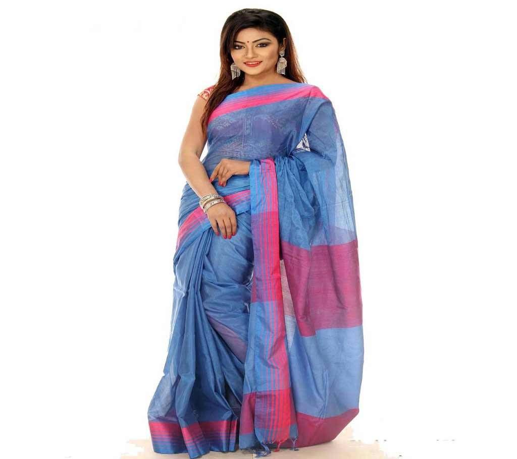 Steel Blue Tosor Silk Sharee 