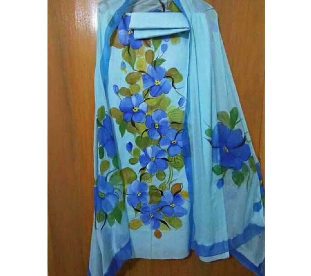 Hand Printed Unstitched Linen 3 piece