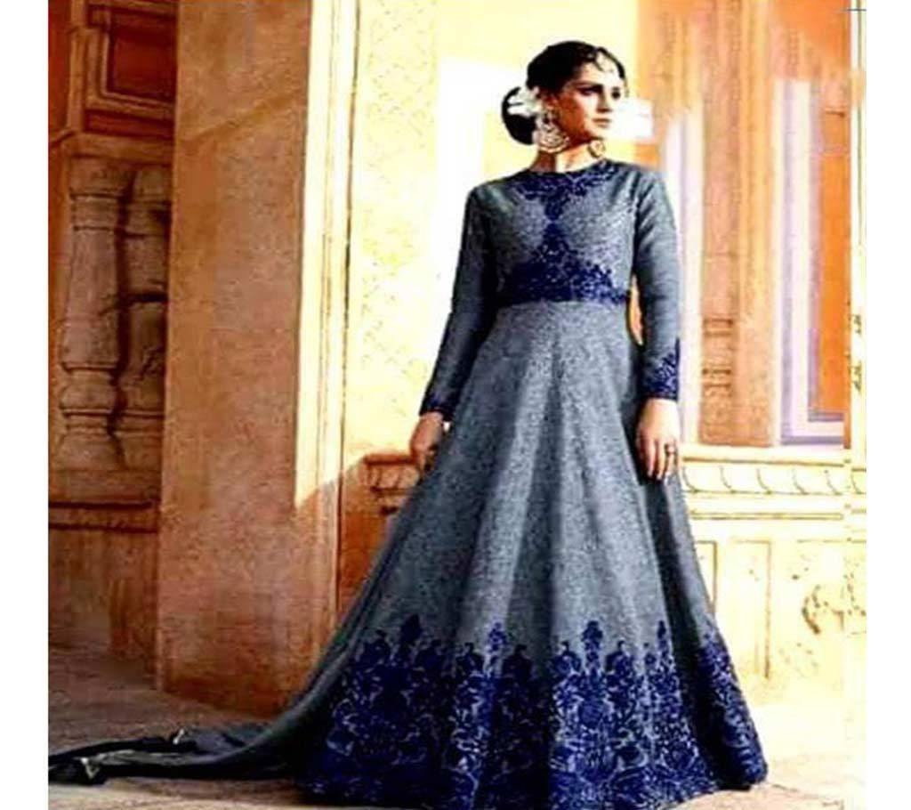 Unstitched Gray Georgette Gown