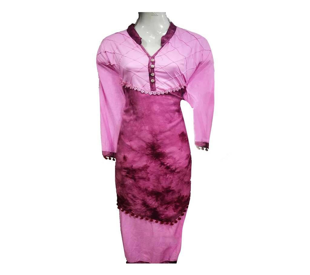 Pink Cotton One Piece Kurti Dress For Women