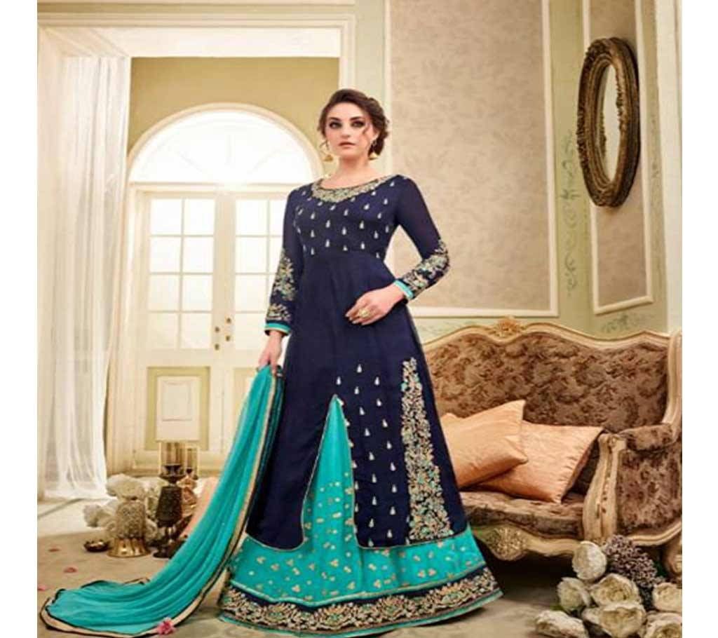 navy blue un-stitched kesari trendz georgette with embroidery salwar suit copy 