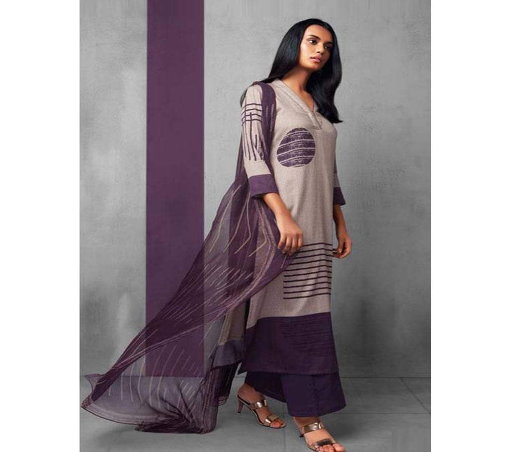 Ganga between the lines Unstitched Printed Cotton Three Piece