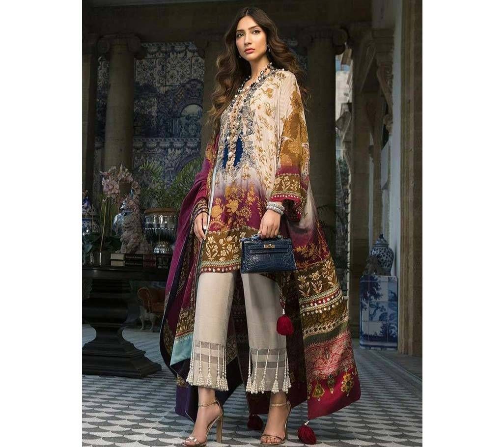 Pakistani Sanna Safinaz (Copy) Unstitched Silk Three-piece