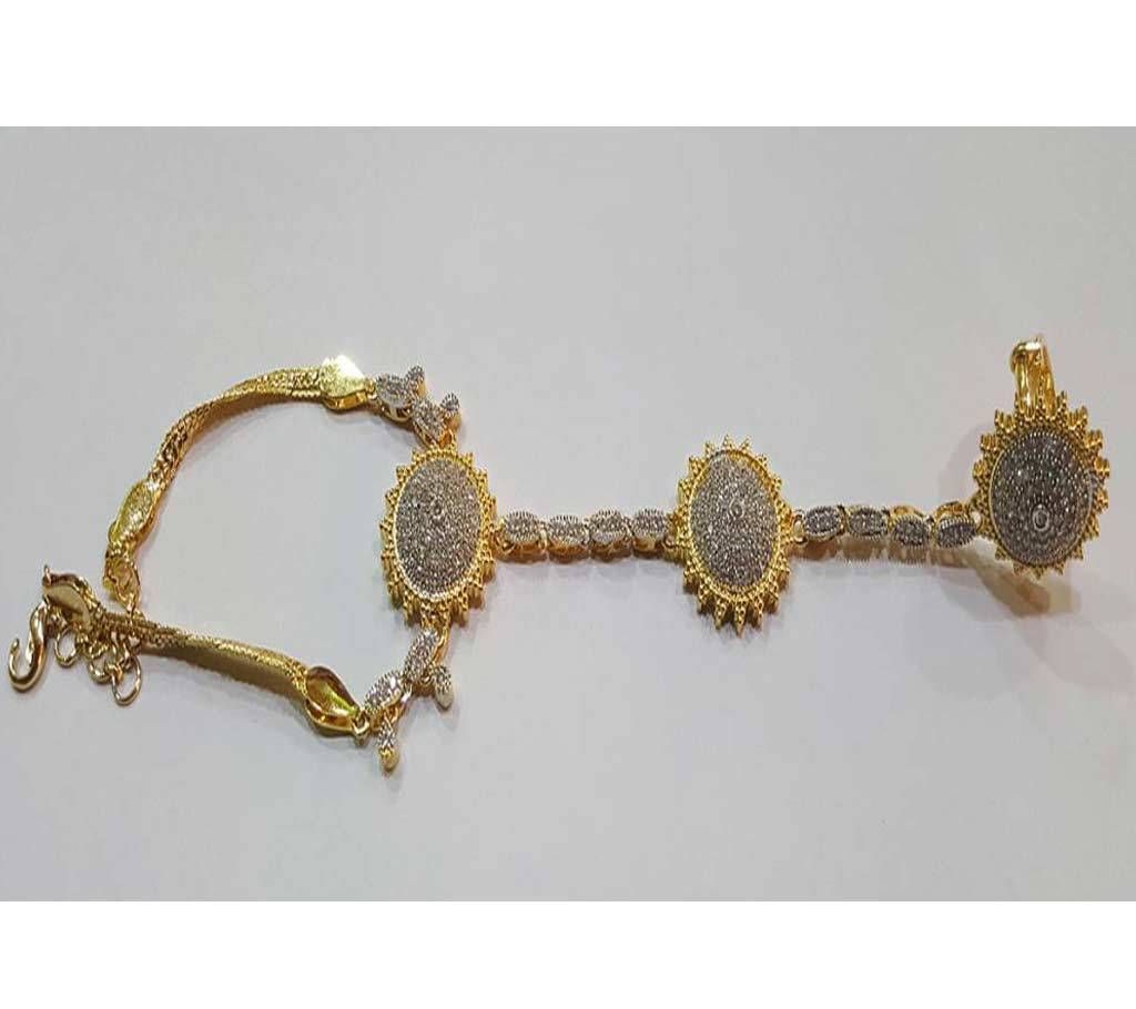 Diamond Cut Bracelets With Finger Ring