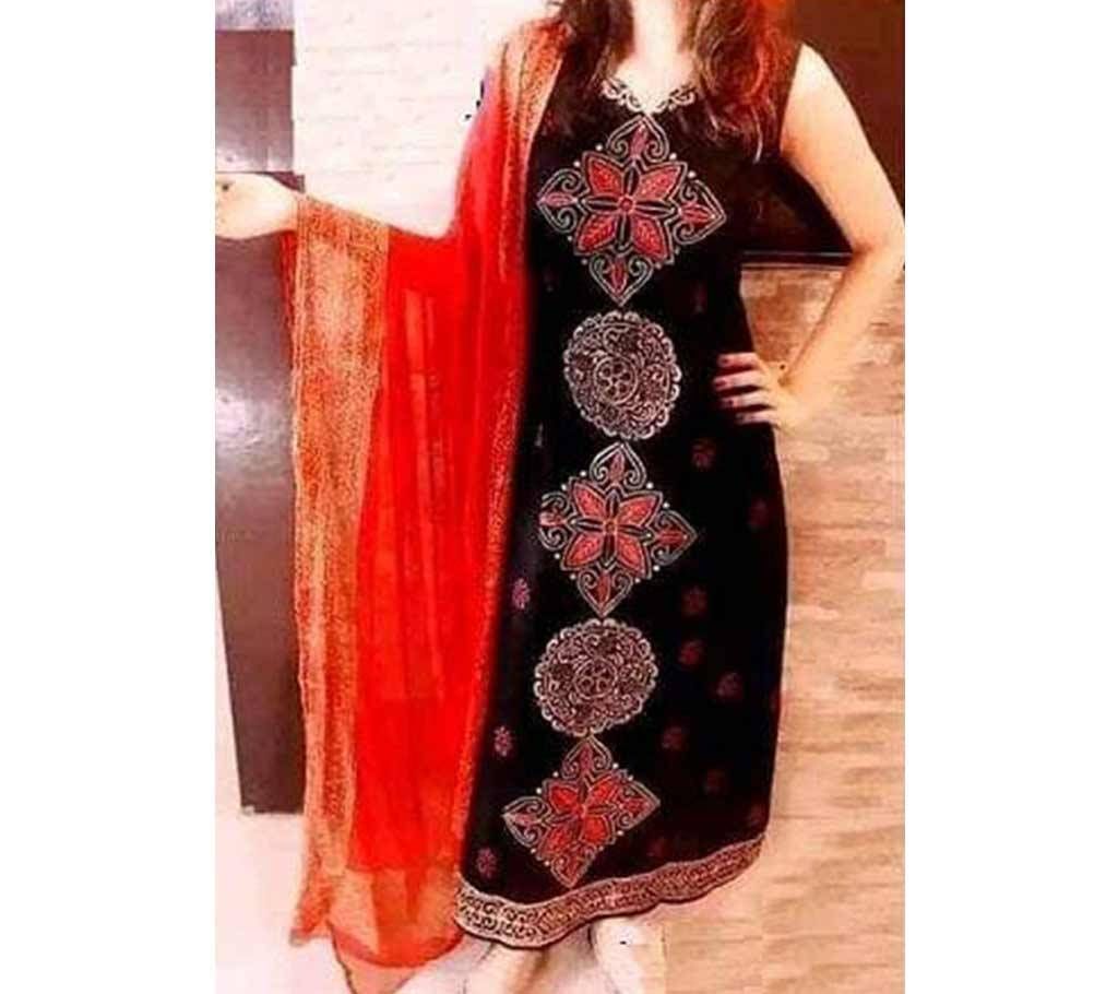 Unstitched skin printed Rajdhani voyel cotton Salwar Kameez St block-494