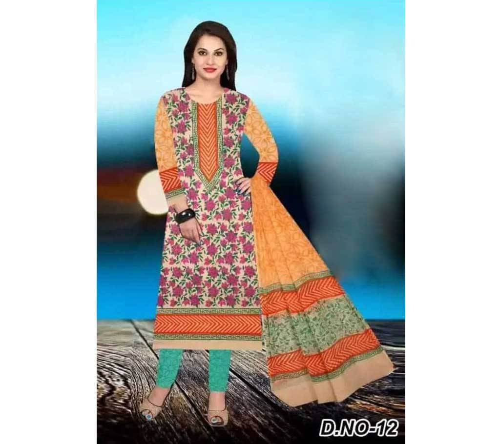 Un-stitched Rajdhani Voyel Cotton Block print Salwar kameez St block-913 - Copy