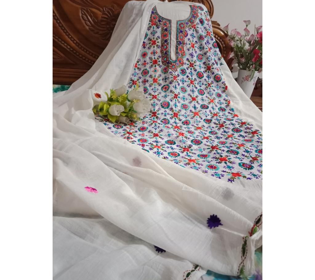 Indian unstitched fulkari three piece