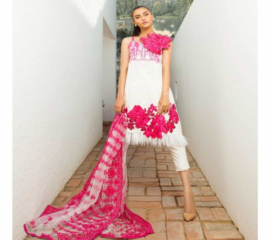 Sana Safinaz Muzlin Pakistani Suits Collection18 (white+pink 8003)
