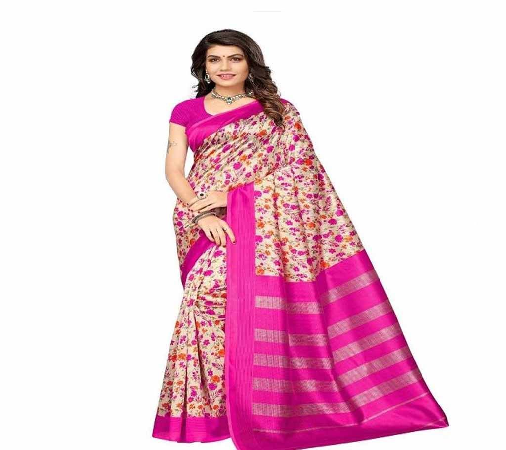 Mayshury Silk Sharee 5 Pink Cream Design