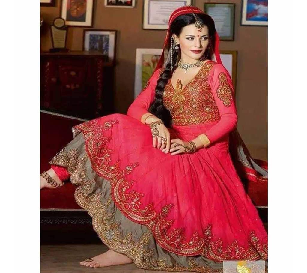 Georgette Unstitched Embroidery Gown Copy